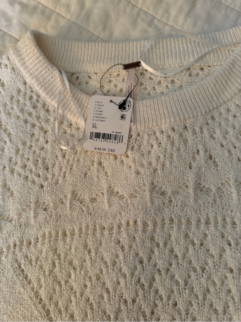 Free People White Lace Knit Scoop Neck Sweater - Picture 8 of 11